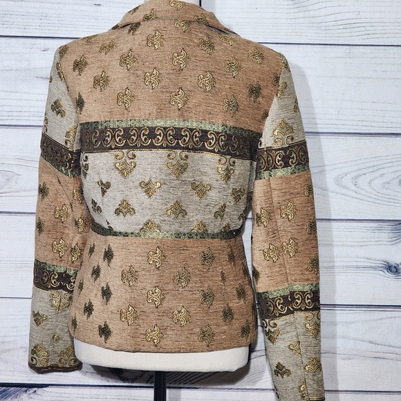 Courtenay Vintage Brown Tapestry Embroidered Blazer - Picture 4 of 8
